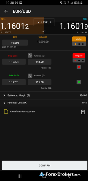 CMC Markets Next Generation app trade ticket CMC Markets Next Generation app trade ticket